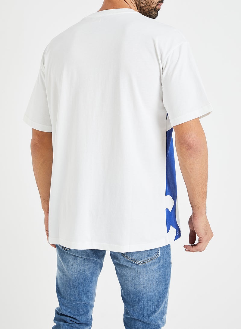 CONVERSE Star Chevron Icon Remix Oversize T-Shirt White/Blue  - Image 3