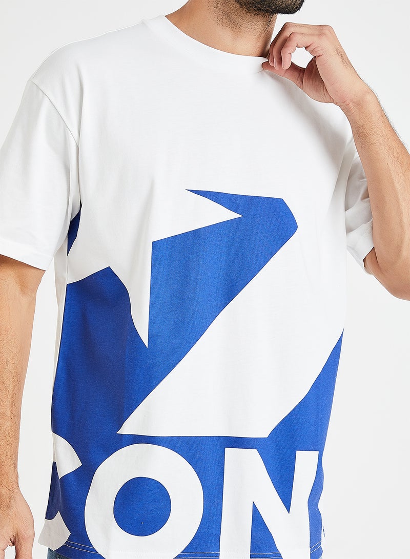 CONVERSE Star Chevron Icon Remix Oversize T-Shirt White/Blue  - Image 4