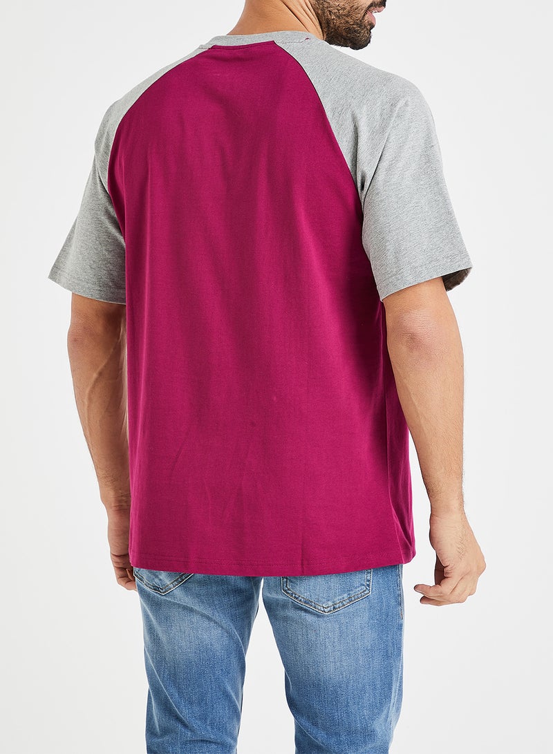 CONVERSE Icon Remix Raglan T-Shirt Purple/Grey  - Image 2