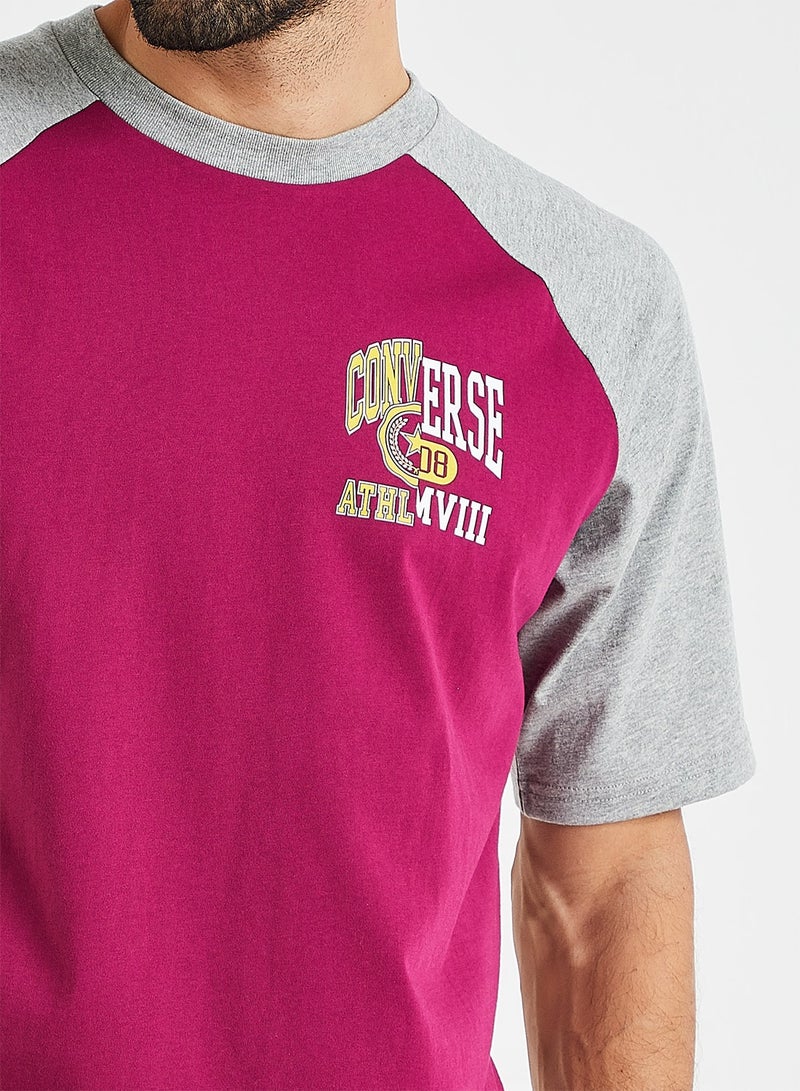 CONVERSE Icon Remix Raglan T-Shirt Purple/Grey  - Image 4
