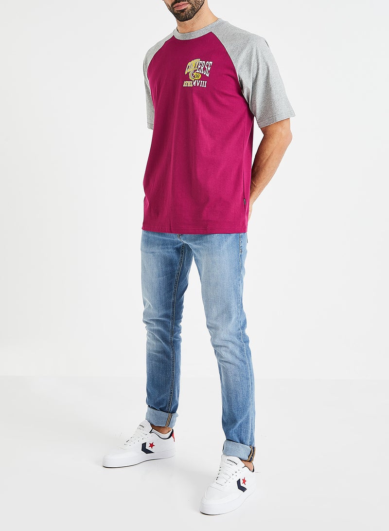 CONVERSE Icon Remix Raglan T-Shirt Purple/Grey  - Image 1