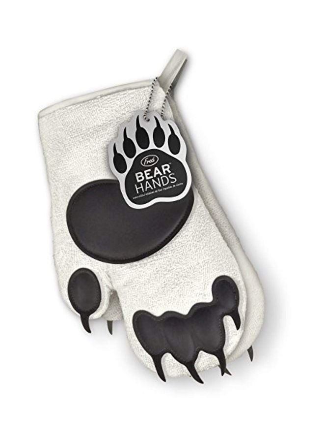 Fred & Friends - 2-Piece Bear Hands Oven Mitt Black/Grey 10.6x6.5x1inch - Image 1