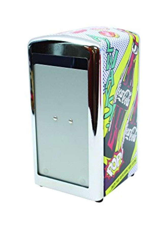 Tablecraft Coca-Cola Pop! Printed Napkin Dispenser Silver/Red/Yellow 7.75x4.25x3.75inch - Image 2