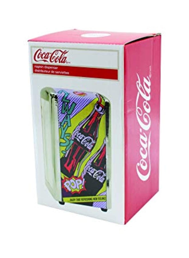 Tablecraft Coca-Cola Pop! Printed Napkin Dispenser Silver/Red/Yellow 7.75x4.25x3.75inch - Image 4