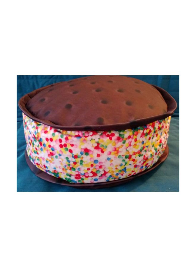 Ice Cream Sandwich Shaped Microbead Pillow polyester Brown/Yellow/Red 18.5x18.5x6inch