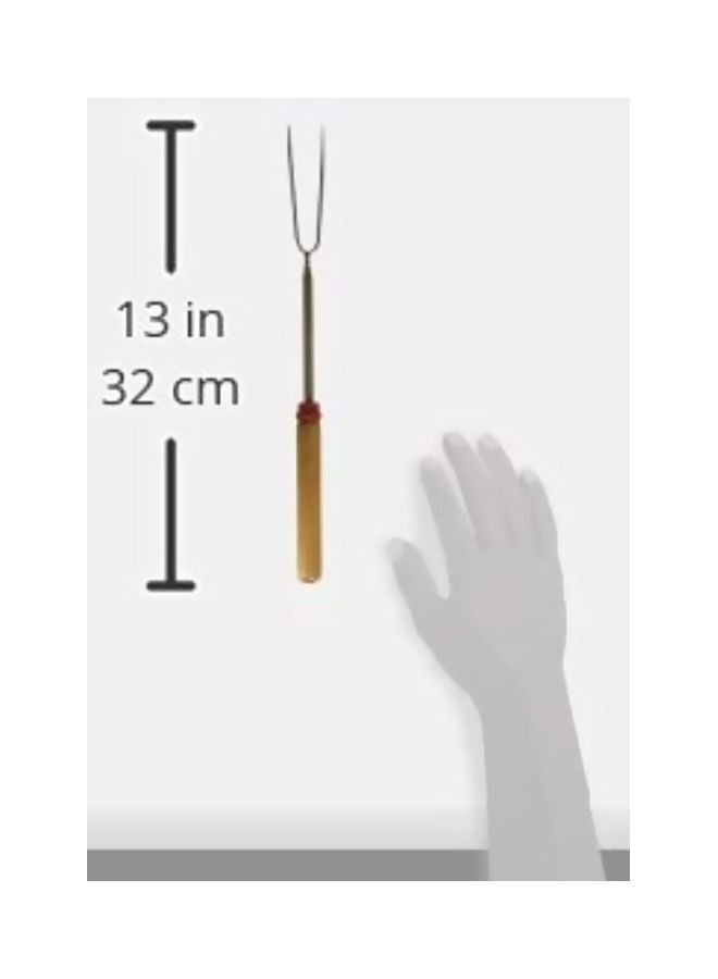 كوغلانز شوكة شواء قابلة للتمديد بتصميم تلسكوبي فضي / بيج 34بوصة - Image 3