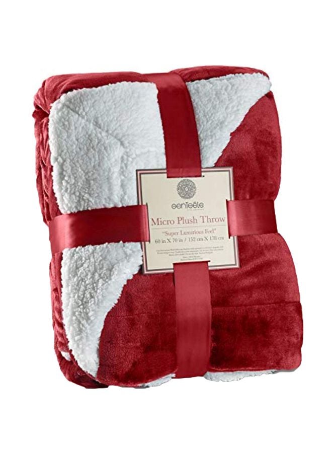Genteele Sherpa Micro Plush Throw Rich Burgundy Red/White 50x60inch  - Image 1