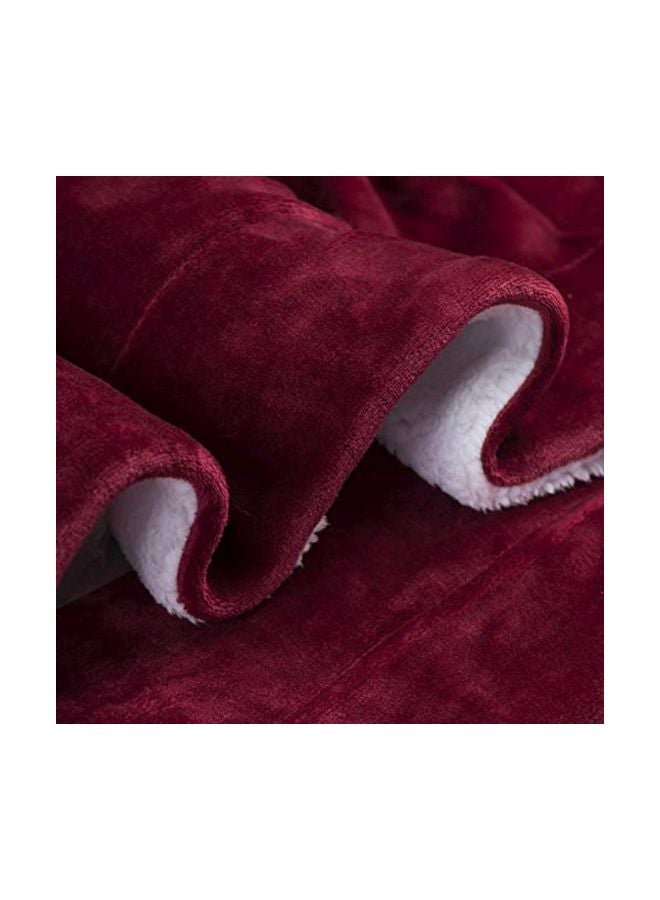 Genteele Sherpa Micro Plush Throw Rich Burgundy Red/White 50x60inch  - Image 3