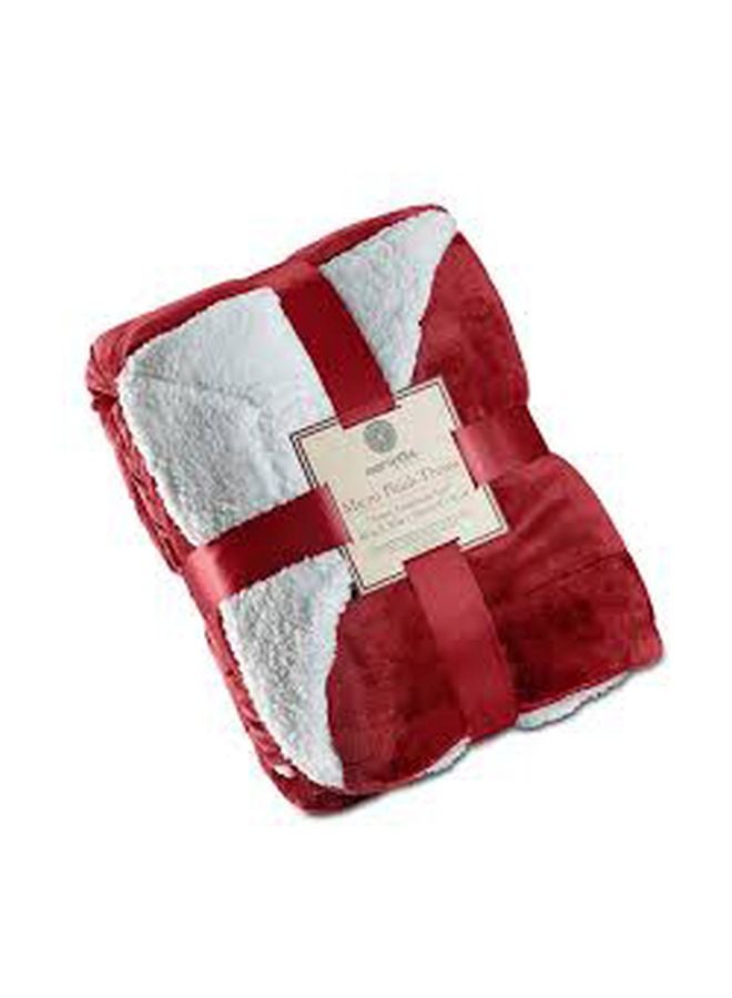 Genteele Sherpa Micro Plush Throw Rich Burgundy Red/White 50x60inch  - Image 4