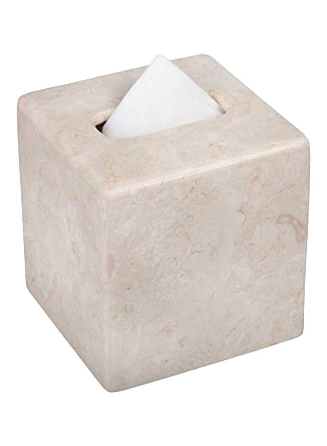 Creative Home Marble Stone Tissue Box Holder Beige 5.2x5.2x5.5inch  - Image 1