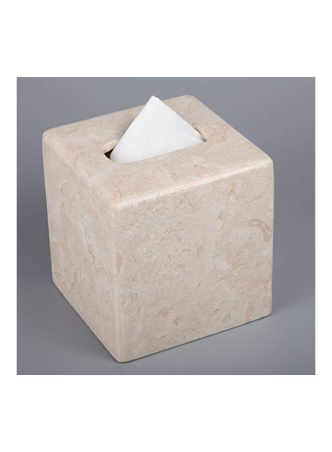 Creative Home Marble Stone Tissue Box Holder Beige 5.2x5.2x5.5inch  - Image 2