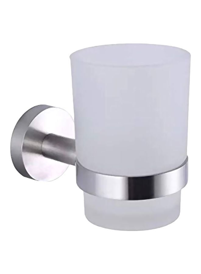 XVL - Wall Mounted Bathroom Toothbrush Holder Silver/White 7.9x3.6x2.6inch - Image 1