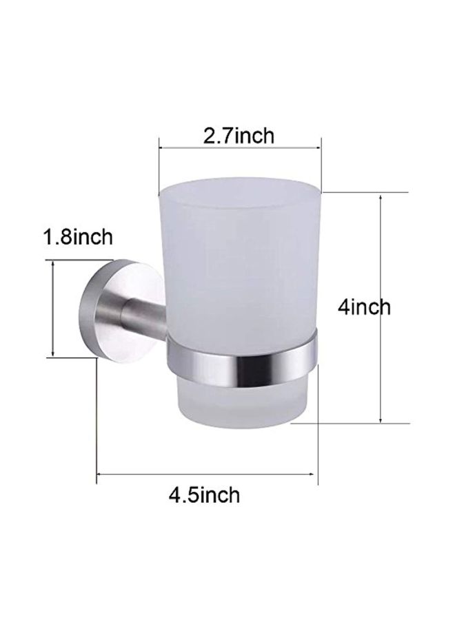 XVL - Wall Mounted Bathroom Toothbrush Holder Silver/White 7.9x3.6x2.6inch - Image 1