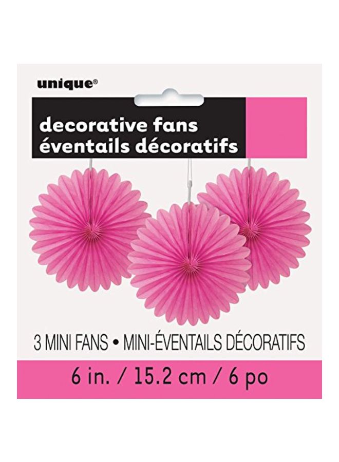Unique Industries 3-Piece Mini Fans Party Decorative Accessories 63256 6inch - Image 2