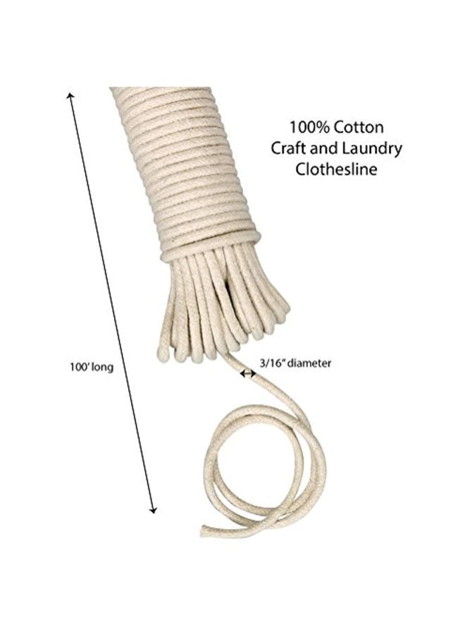 Household Essentials - All-Purpose Cotton Clothesline Rope White 100feet - Image 1