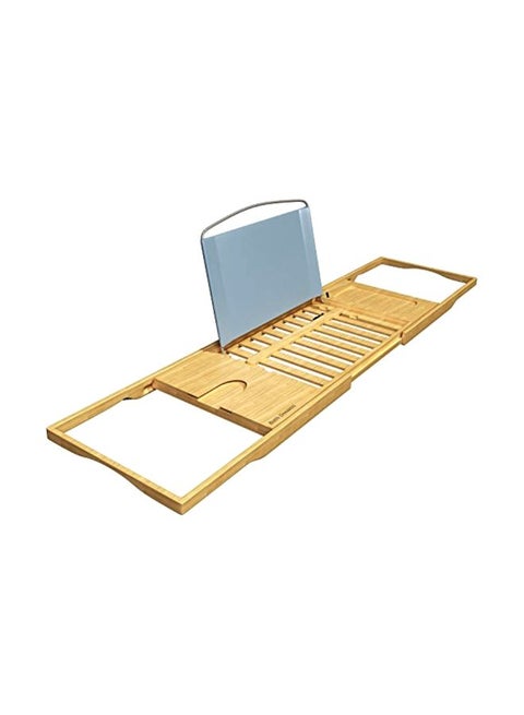 Bathtub Caddy Tray With Extending Sides Beige/Grey 27.75x41.5inch