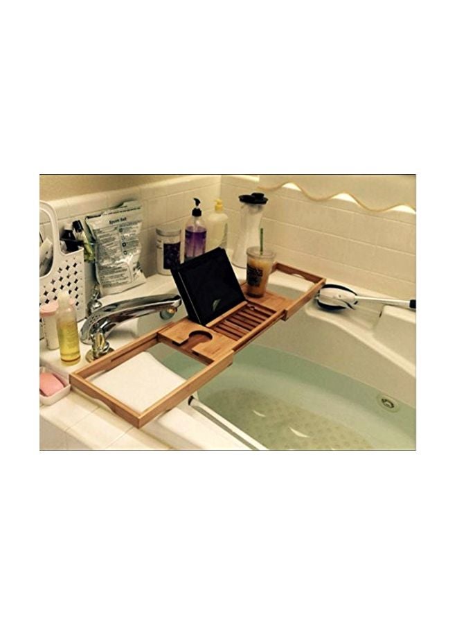 Home-Complete - Bathtub Caddy Tray With Extending Sides Beige/Grey 27.75x41.5inch - Image 1
