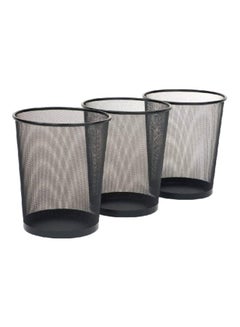 Seville Classics 3-Piece Wastebasket Recycling Bin Set Black 12x14x9inch  - Image 1