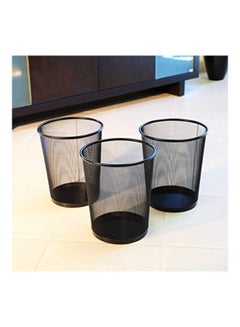 Seville Classics 3-Piece Wastebasket Recycling Bin Set Black 12x14x9inch  - Image 4