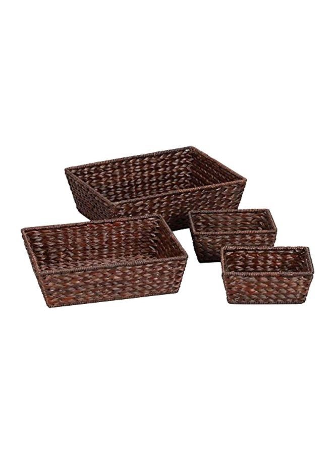 Household Essentials - Set Of 4 Wicker Storage Baskets Dark Brown - Image 1