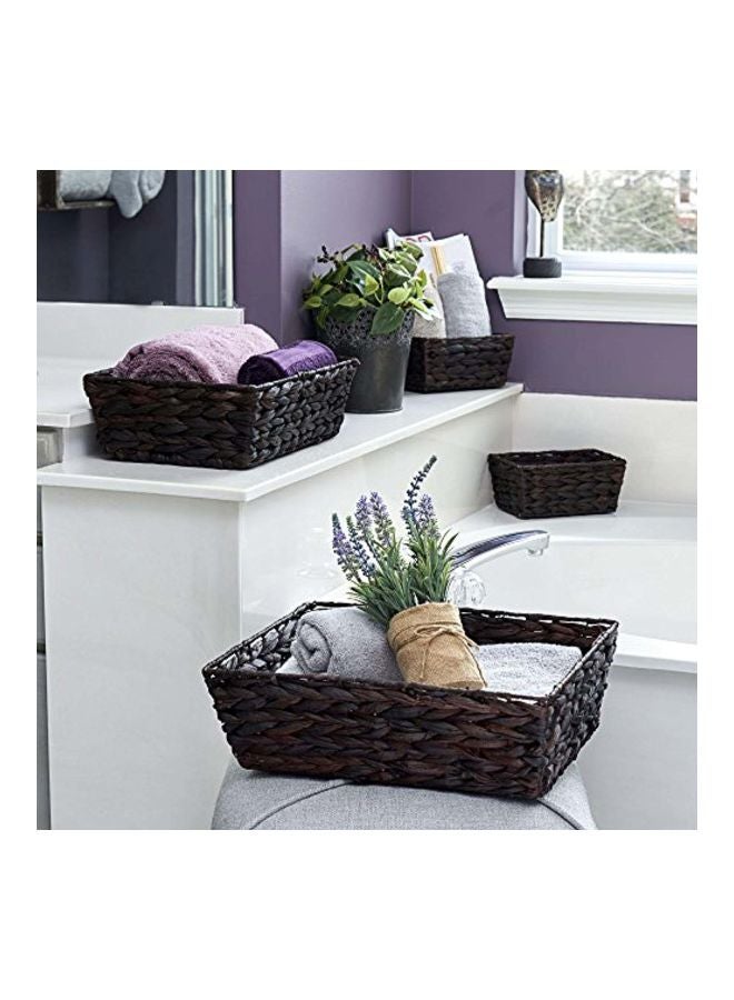 Household Essentials - Set Of 4 Wicker Storage Baskets Dark Brown - Image 1