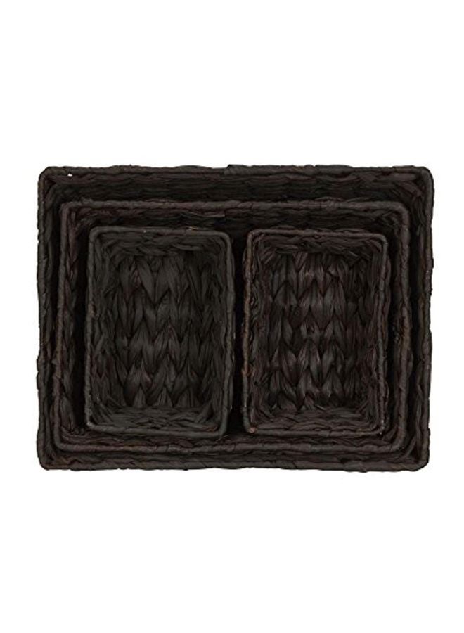 Household Essentials - Set Of 4 Wicker Storage Baskets Dark Brown - Image 1