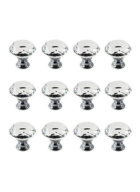 12-Piece Diamond Shape Crystal Glass Knob Set Clear 1.8x1.1x0.6inch