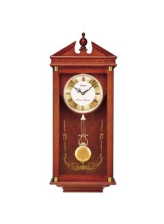 Regal Oak Wall Clock With Pendulum Brown/Yellow 28.25x11.5x4.75inch