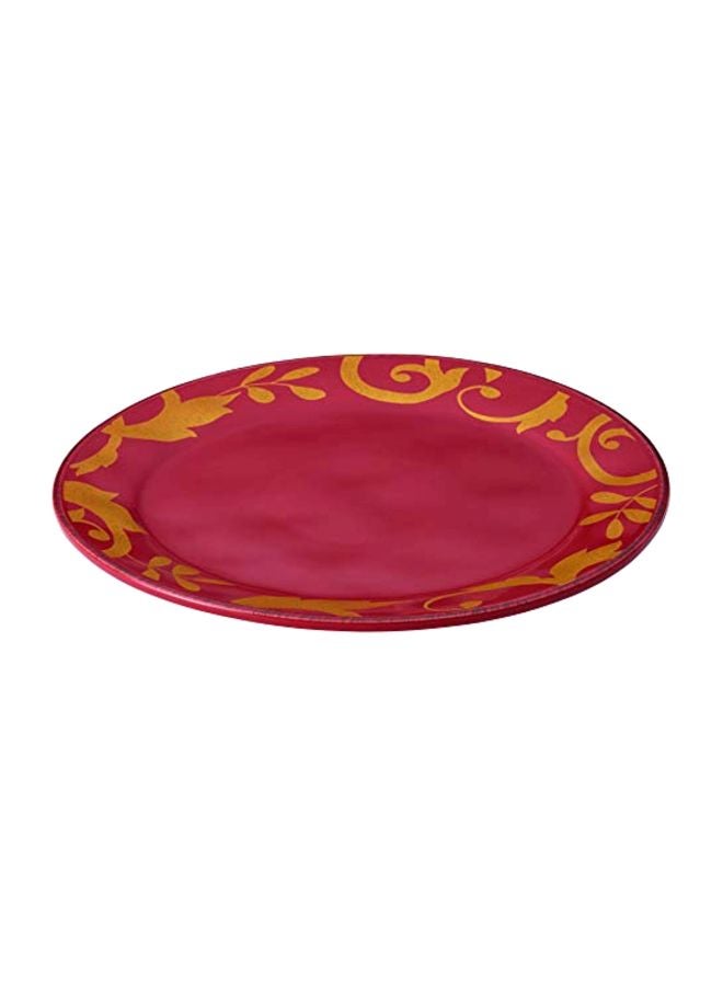 Rachael Ray - Gold Scroll Round Platter Cranberry Red 12.5inch - Image 1
