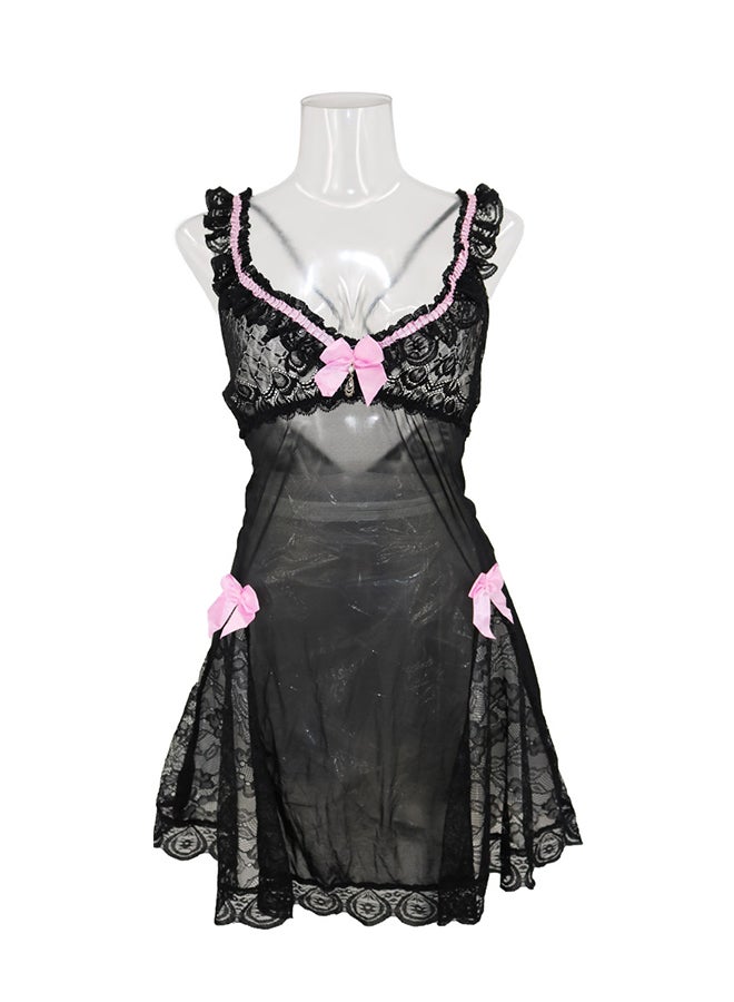 Trendy Sleeveless Nightdress Black - Image 1
