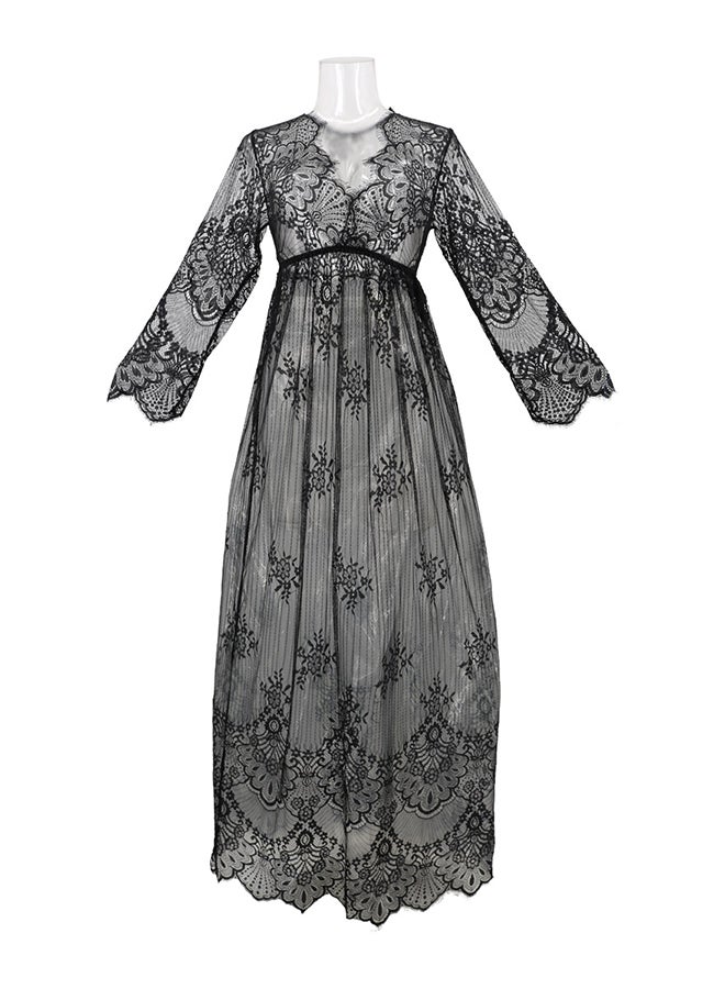 Trendy Long Sleeves 
 Nightdress Black  - Image 1