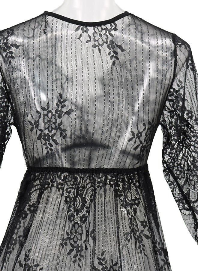 Trendy Long Sleeves 
 Nightdress Black  - Image 4