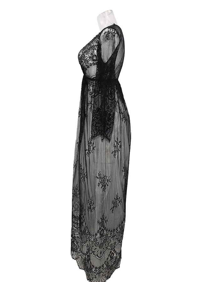 Trendy Long Sleeves 
 Nightdress Black  - Image 2
