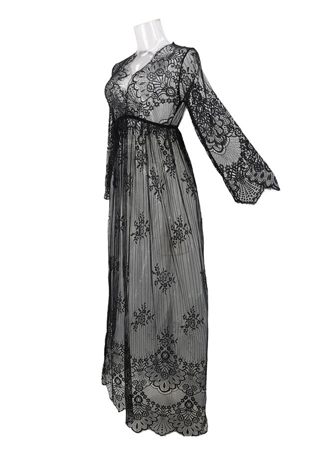 Trendy Long Sleeves 
 Nightdress Black  - Image 3