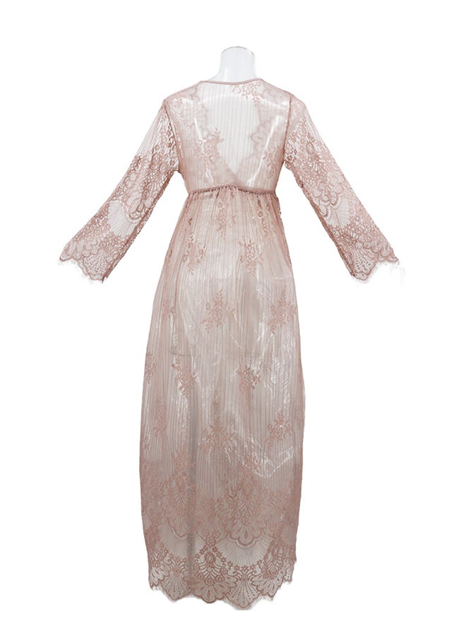 Trendy Long Sleeves 
 Nightdress Brown - Image 2