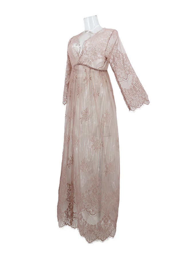 Trendy Long Sleeves 
 Nightdress Brown - Image 3