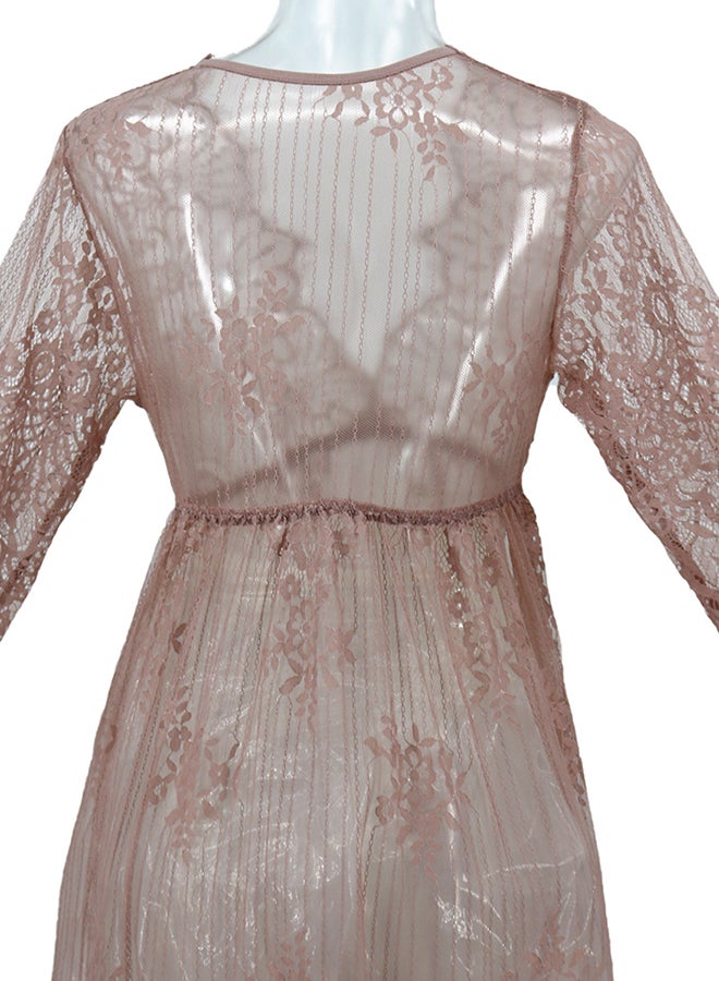 Trendy Long Sleeves 
 Nightdress Brown - Image 5
