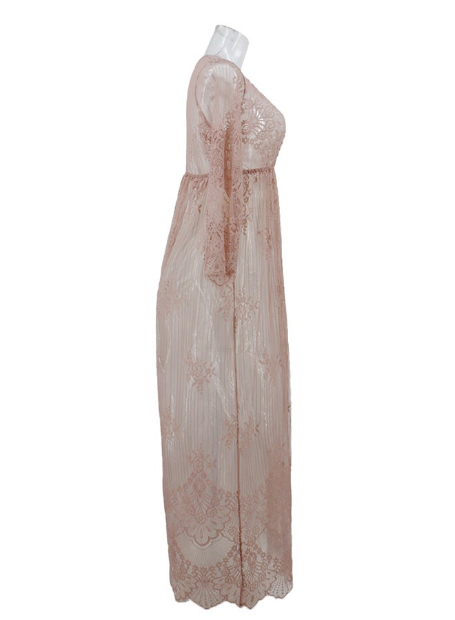 Trendy Long Sleeves 
 Nightdress Brown - Image 4