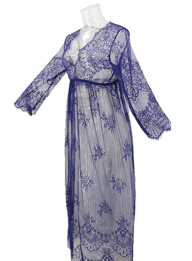 Trendy Long Sleeves 
 Nightdress Blue  - Image 3