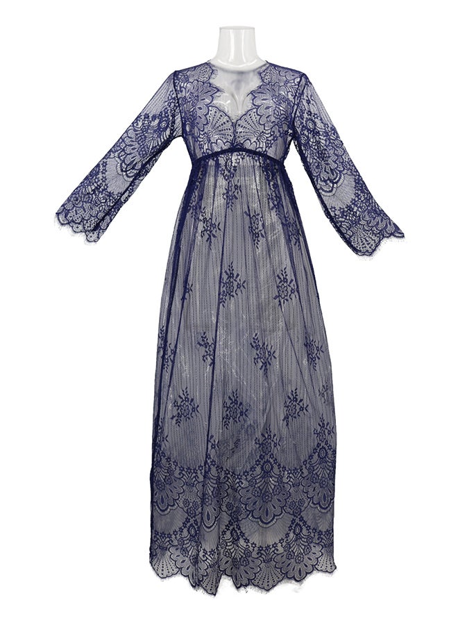 Trendy Long Sleeves 
 Nightdress Blue  - Image 1