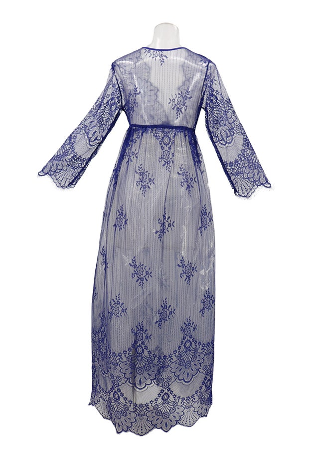 Trendy Long Sleeves 
 Nightdress Blue  - Image 2