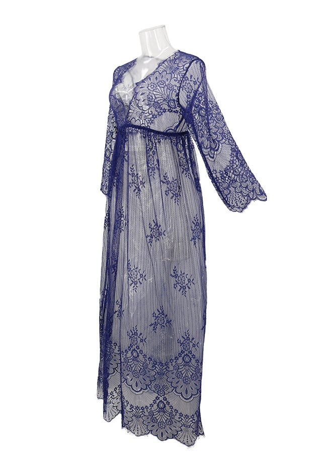 Trendy Long Sleeves 
 Nightdress Blue  - Image 4