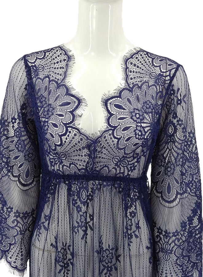 Trendy Long Sleeves 
 Nightdress Blue  - Image 5