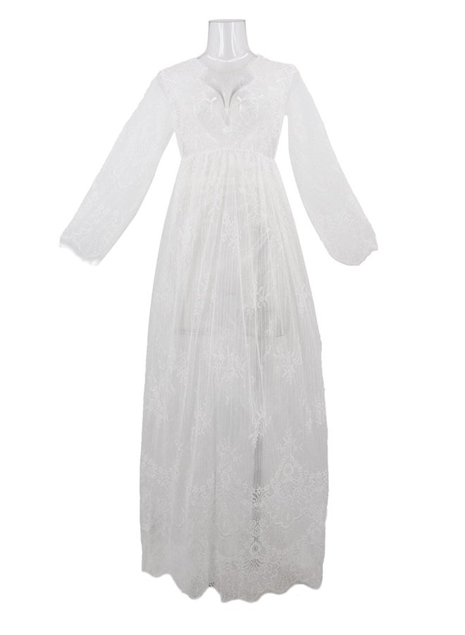 Trendy Long Sleeves 
 Nightdress White - Image 1