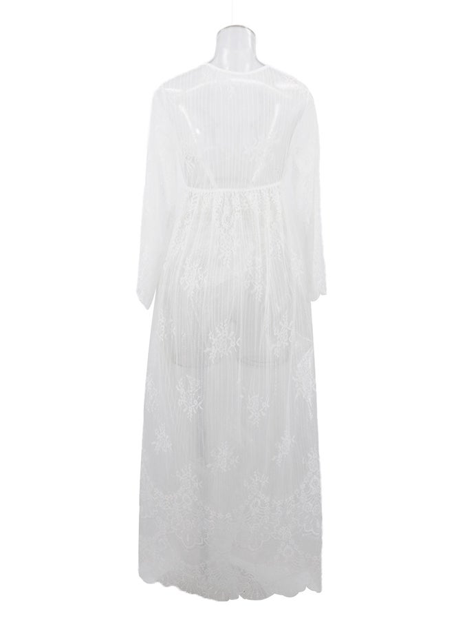 Trendy Long Sleeves 
 Nightdress White - Image 2
