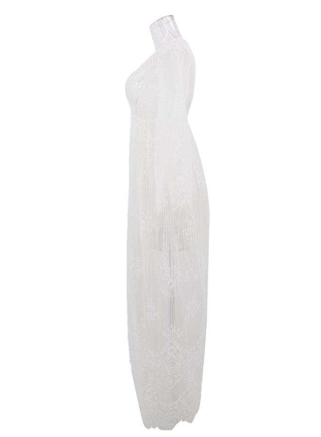 Trendy Long Sleeves 
 Nightdress White - Image 3