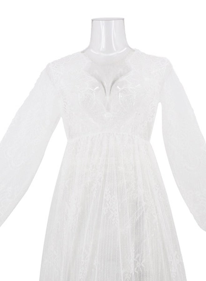 Trendy Long Sleeves 
 Nightdress White - Image 4
