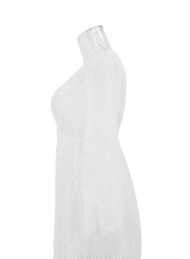 Trendy Long Sleeves 
 Nightdress White - Image 5