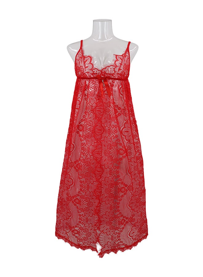 Trendy Sleeveless 
 Nightdress Red - Image 1
