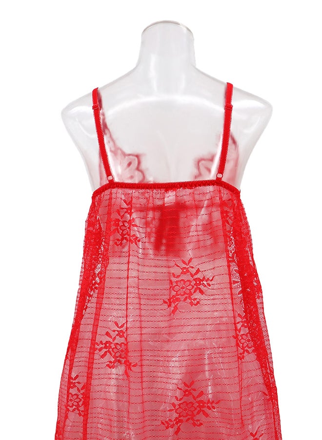 Trendy Sleeveless 
 Nightdress Red - Image 2
